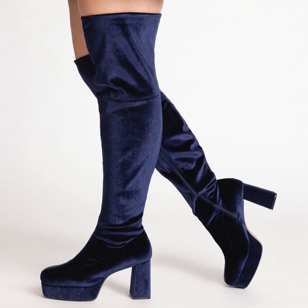 Chic Blue Velvet Knee-High Boot ⭐️4.8 out of 5 stars on Eloquii